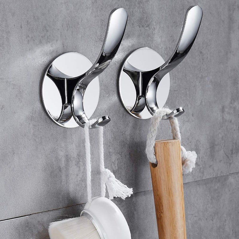 GERUIKE Adhesive Coat Hooks Stainless Steel Self Adhesive Robe Towel Bathroom Kitchen Wall Hook No Screws Damage Free - Image 3